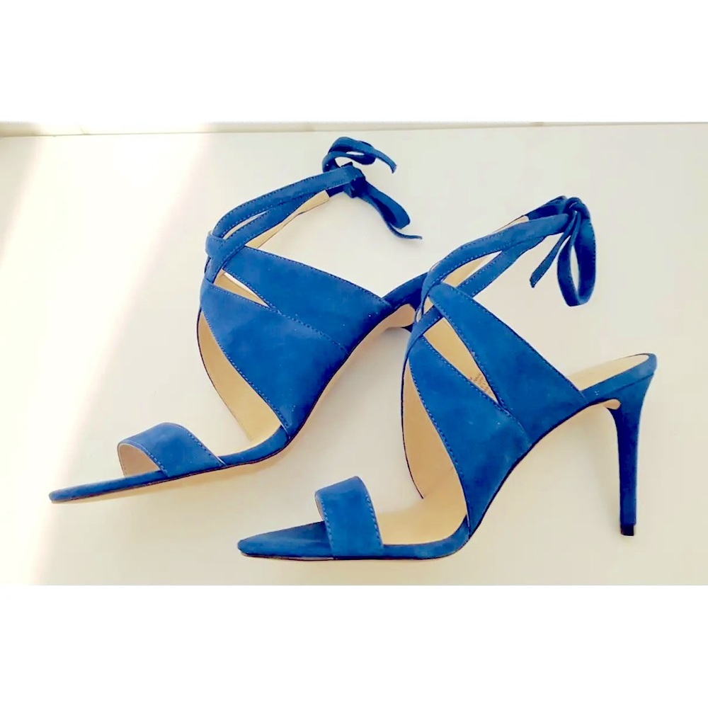 Nine West - Royal Blue Suede Strappy Stilettos-Size 7m